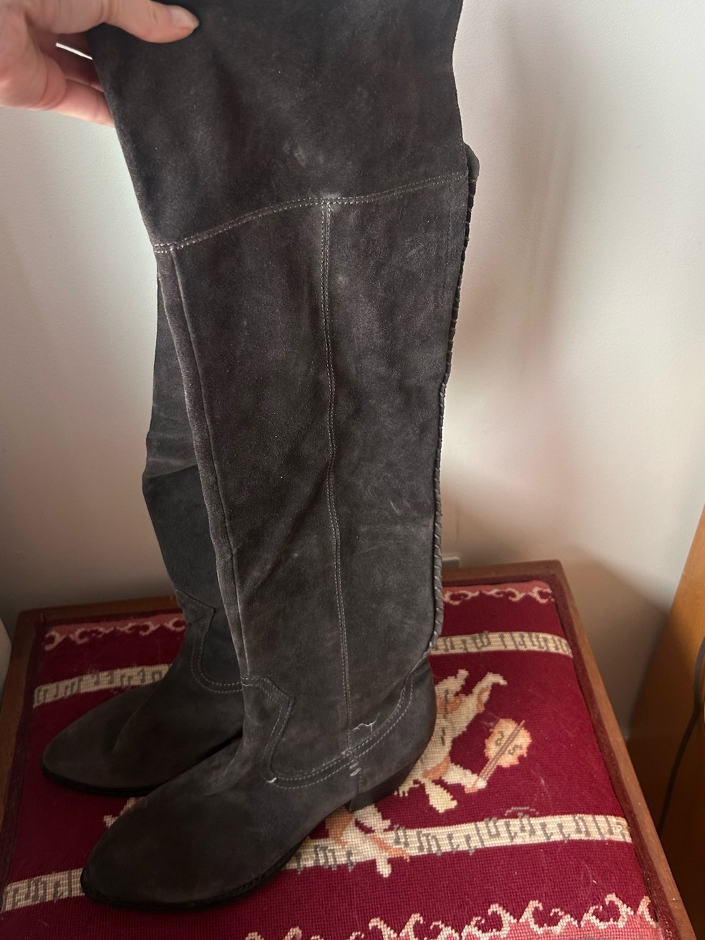 Women's Tall Suede Over-the-Knee Boots - Grey